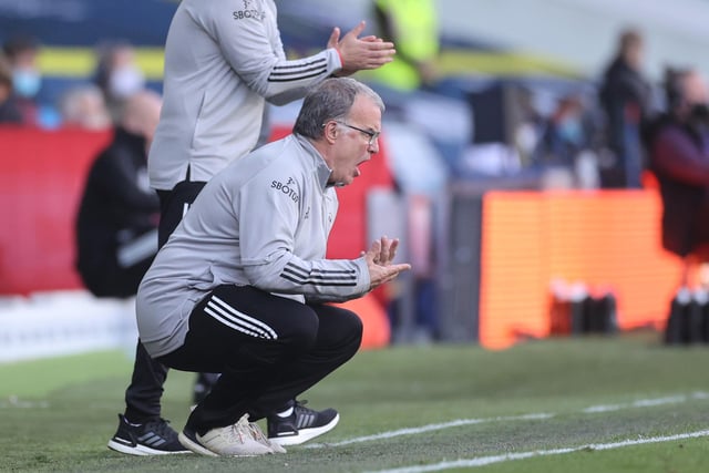 Leeds United's Argentinian head coach Marcelo Bielsa reacts during his side's win against Fulhamat Elland Road