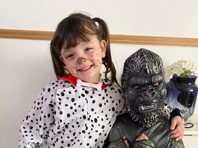Vegas and Leo Edwards, Age 6 and 5, from Paulsgrove, dressed as Dalmatian and King Kong for World Book Day.