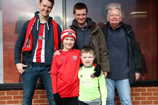 A group of Unitedites before the New Year's Eve game with Northampton Town at Bramall Lane.