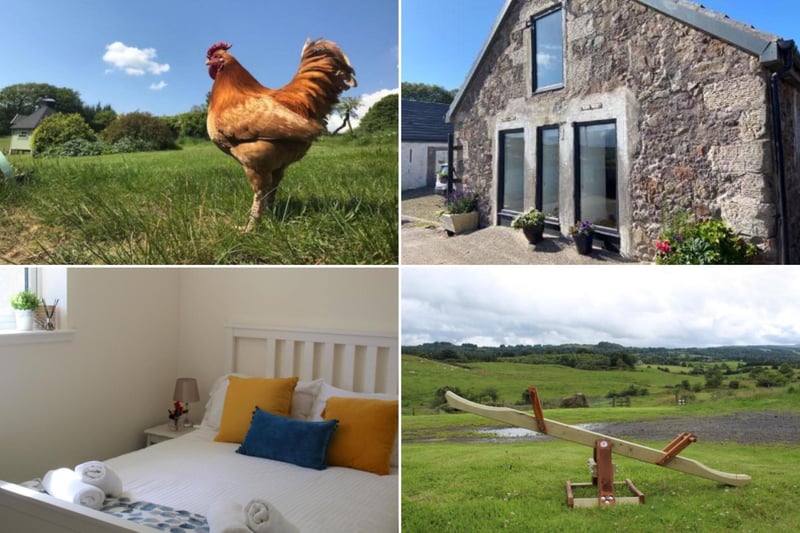 The Coo Shed is set in the grounds of South Barlogan Farm, near the Renfrewshire town of Bridge of Weir. There are two bedrooms, one bathroom and a living room, so it's perfect for a family break. It's available from around £800 for a week.