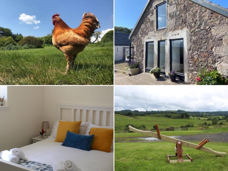 The Coo Shed is set in the grounds of South Barlogan Farm, near the Renfrewshire town of Bridge of Weir. There are two bedrooms, one bathroom and a living room, so it's perfect for a family break. It's available from around £800 for a week.