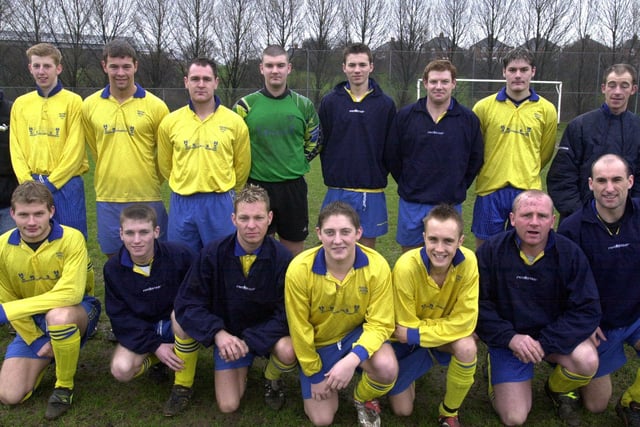 The Southey Social team pictured at Davy Sports Club in 2003: l/r: back: Chritian Gass, Scott Beadsley, Lee Wright, James Foster, Wayne McDonald, Rob Foster, Chris Johnson (Manager),  front: Ryan Jubb, Danny Scarborough, Gareth Burgh, Ryan Windle, Paul Wake, Mick Elwood