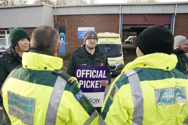 Ambulance workers on the picket line outside Longley Ambulance Station in Sheffield,  Wednesday January 11
Photo credit should read: Danny Lawson/PA Wire
