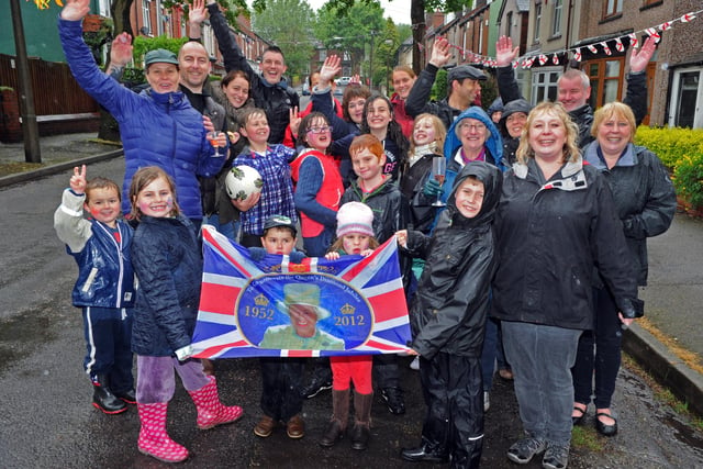 Residents of Linscott Road, Woodseats, Sheffield  celebrating the Queen's jubilee in 2012