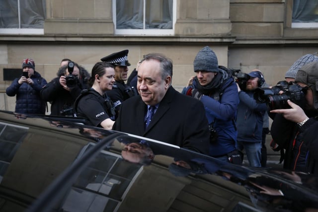 Alex Salmond leaves Edinburgh Sheriff Court the day after being charged by police in January last year.