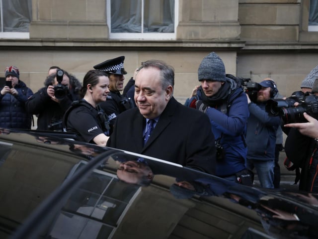 Alex Salmond leaves Edinburgh Sheriff Court the day after being charged by police in January last year.