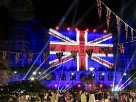 Sheffield Town Hall was lit up as part of coronation celebrations in the Peace Gardens. Pic by Steel City Snapper