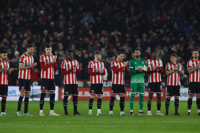 Sheffield United players take part in a minute's applause in memory of John Motson: Paul Thomas / Sportimage