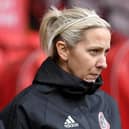 Carla Ward manager of Sheffield United Women looks on: George Wood/Getty Images