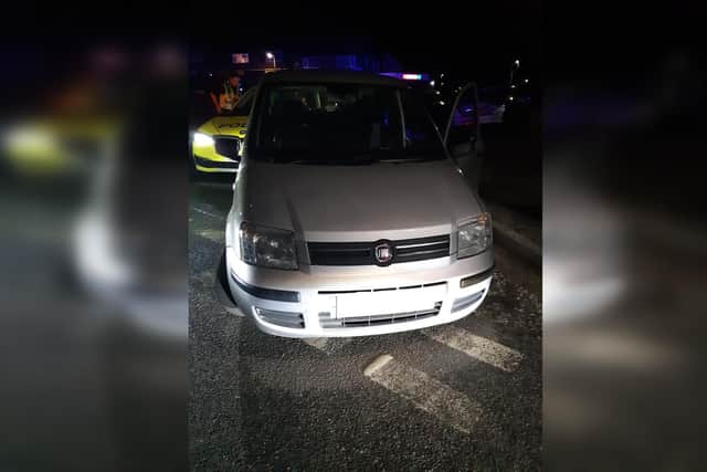 False plates and an empty container smelling of diesel were found inside this Fiat Panda believed to have been involved in the theft of fuel from petrol stations across South Yorkshire and Nottinghamshire