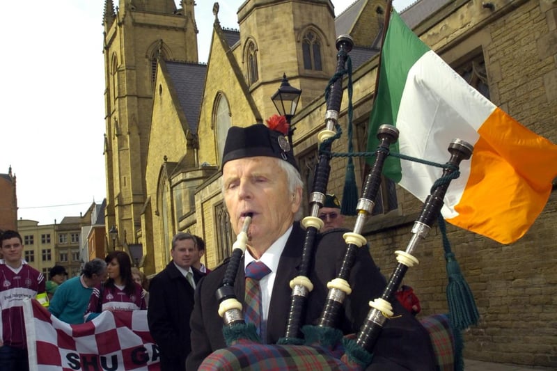 A St Patrick's Day Parade in Sheffield in 2010, led by piper Joe McNulty, started St Marie's Cathedral and finished at the town hall