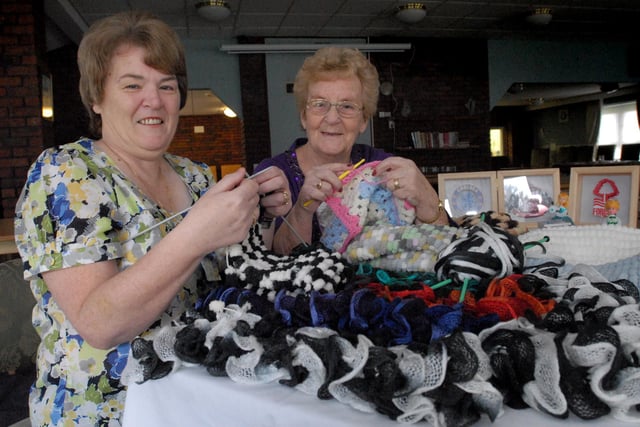Ann Nightingale and Valerie Binks show off their crafts skills at Patrick Kane House Laygate in 2011. Who can tell us more?