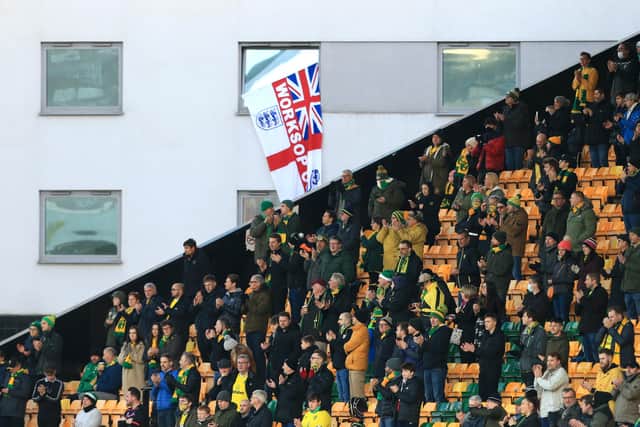 Some Sheffield Wednesday fans made the trip to Carrow Road... (Photo by Stephen Pond/Getty Images)