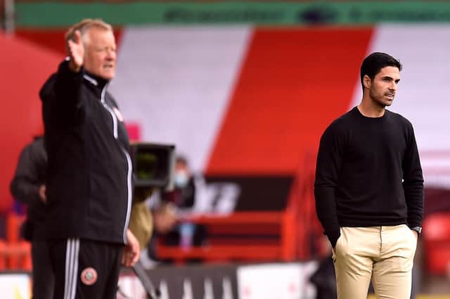 Arsenal manager Mikel Arteta (right) and Sheffield United manager Chris Wilder: Oli Scarff/NMC Pool/PA Wire.