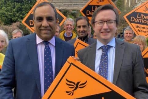 Councillors Shaffaq Mohammed, leader of Sheffield Liberal Democrats, with Joe Otten, candidate for the South Yorkshire Combined Authority mayor.