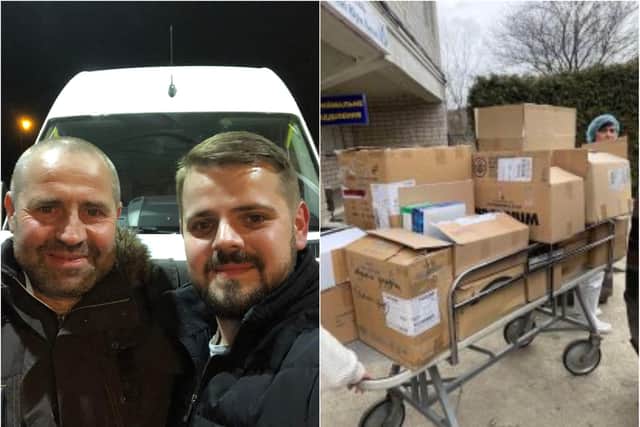 Vasyl Senechyn, 50 and his son Nazar, 28, who have lived in Sheffield for five years, started gathering donations four days after the Russian army started to invade their home country.