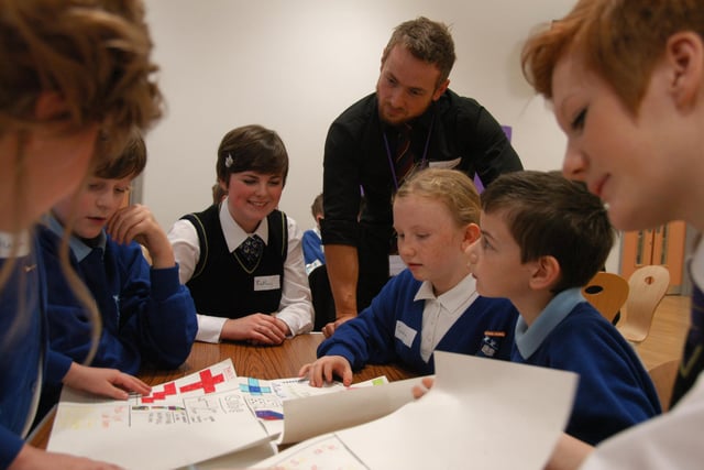 Older students at the Castle View Enterprise Academy were pictured helping primary school pupils during a maths day challenge in 2010.