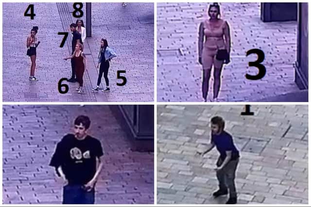 Police have issued CCTV of eight people they want to speak to in connection with The Moor stabbing investigation