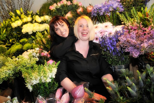 pictured at Black eyed Susan launch of a new Florist on chatsworth road Chesterfield are  Kate May & Anna Groves in 2010