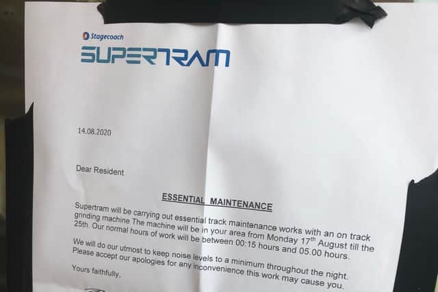 The letter from Stageoach Supertram which was sent to residents in Middlewood, Sheffield