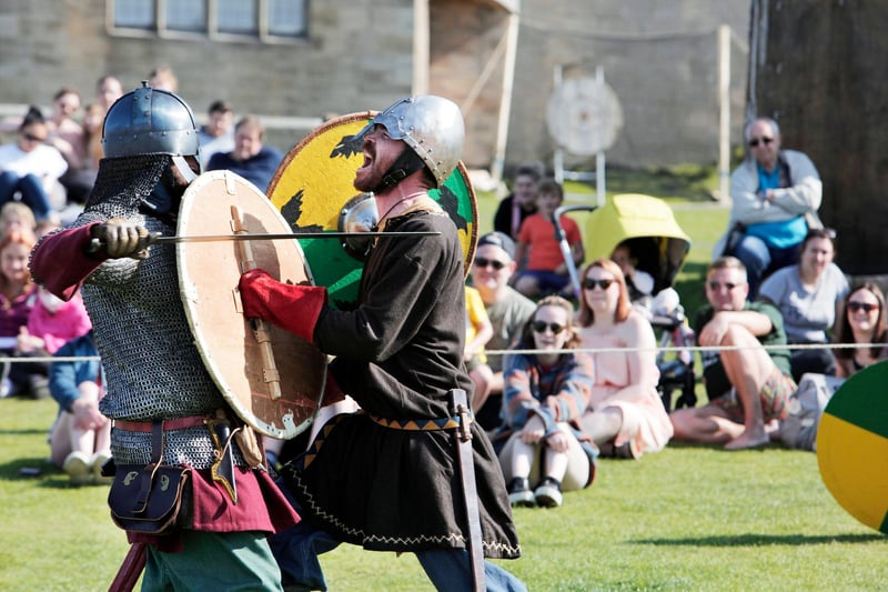 Viking warriors at Bamburgh Castle. Photograph: Stuart Boulton.