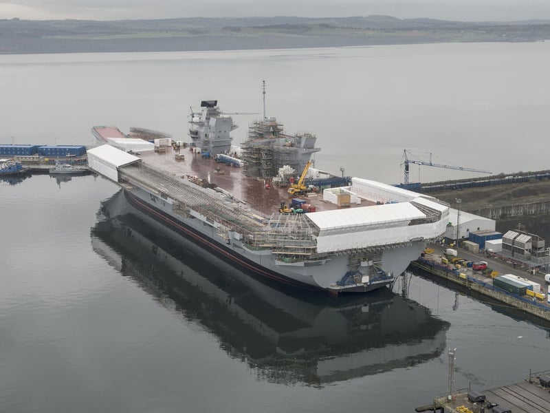 HMS Queen Elizabeth finally takes to the water, however she is still under construction. Picture: Andrew Linnett/ MoD