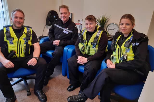 Page Hall policing team members inside the police house. They are taking action to deal with antisocial behaviour and orher issues on the Sheffield estate