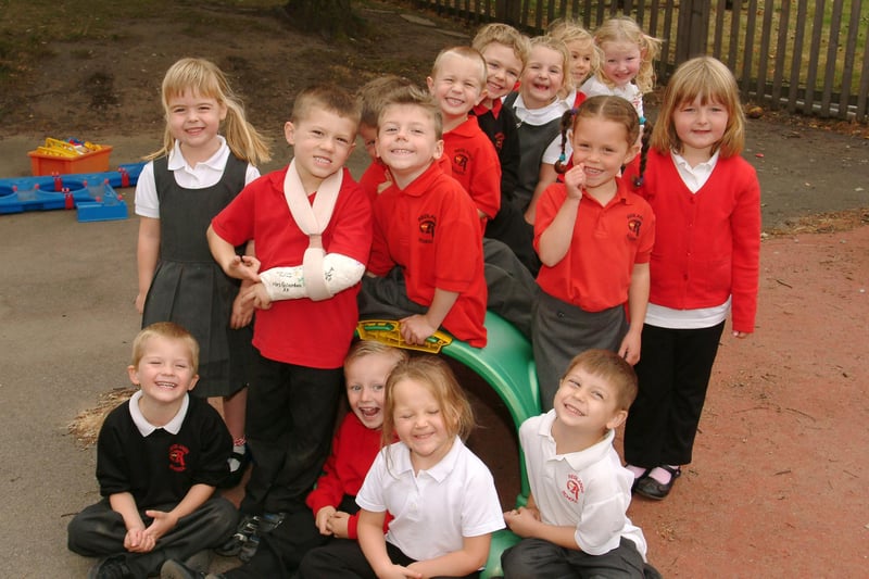 Pupils Redlands Primary School pose for a photograph.