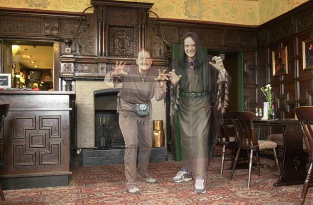 Sheffield has dozens of reported paranormal sightings – and is part of the most haunted county in the UK, it is claimed. This clever file picture by Dennis Lound was taken at  Carbrook Hall, Attercliffe Common to promote a charity event in 2001, and depicted pub staff posing for the camera, and is not on the log of sightings!
