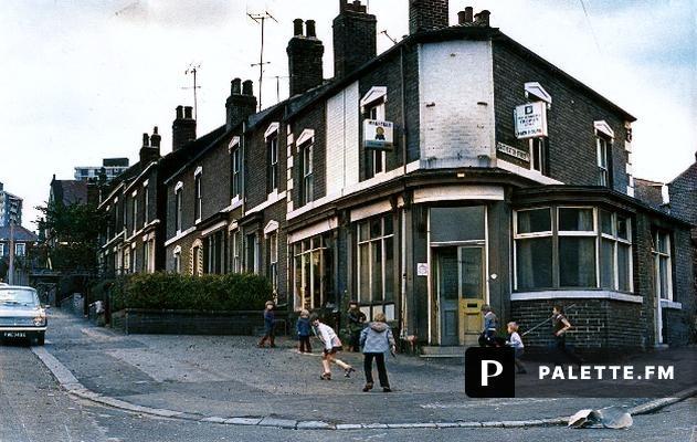 Children play outside the Catherine Arms public house, Brotherton Street, Burngreave, in October 1974
