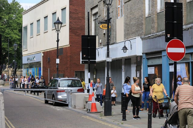Shops in Doncaster Town Centre start to reopen on Monday June 15th. The queue to get into Primark goes around the block. Picture: Chris Etchells