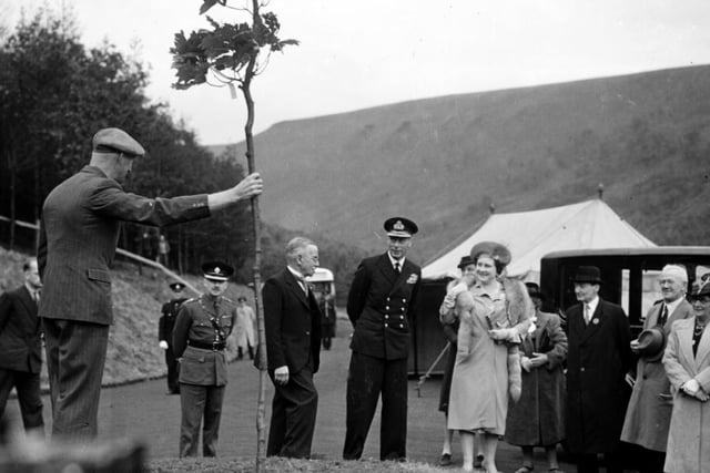 A tree was planted to mark the occasion of the opening of Ladybower Reservoir