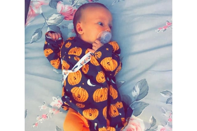 Eight day old Nellie Mae is already feeling spooky!