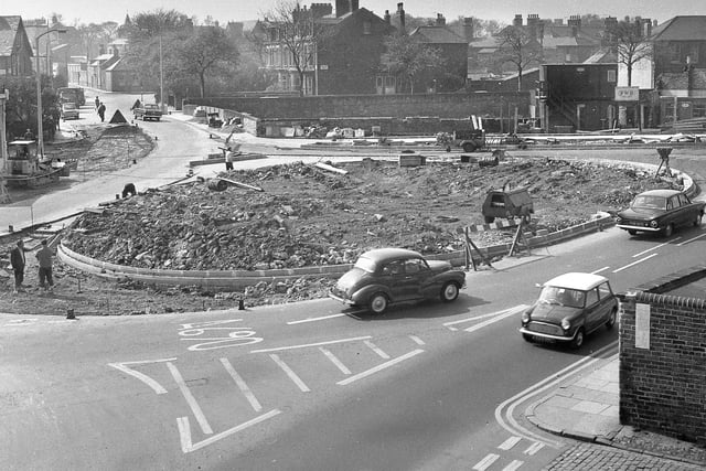 The roundabout at New Durham Road in April 1967. Recognise this view?