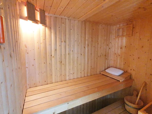 There is a sauna next to the WC and utility area.