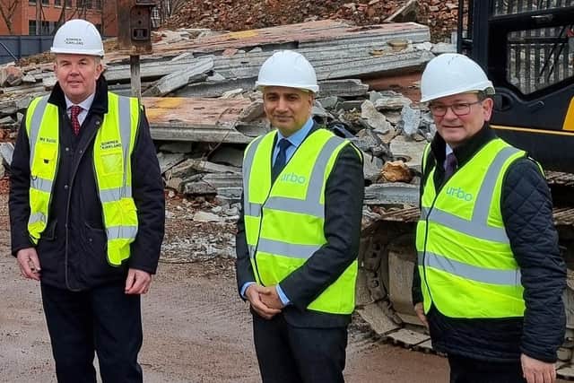 L – R – Ralph Jones, Managing Director of Peveril Securities, Councillor Mazher Iqbal Co-Chair of Transport, Regeneration and Climate Committee at Sheffield City Council and Gordon Aitchison Director of Investment & Development Legal and General