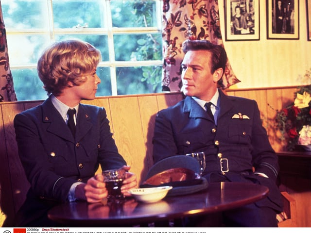 A film still of Christopher Plummer in Battle of Britain, a 1969 British Second World War film directed by Guy Hamilton, and produced by Harry Saltzman and S. Benjamin Fisz.