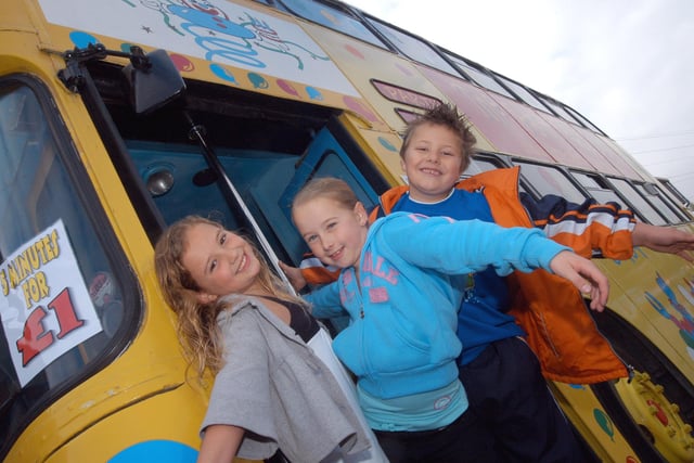 Youngsters made the best of a party play bus at the JTF Charity funday today from the left are Amelia Betts,Grace Myatt and Brad Baugh in 2007