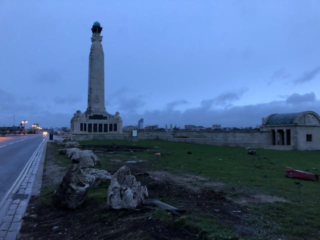 Aftermath of the crash on Southsea Common overnight.