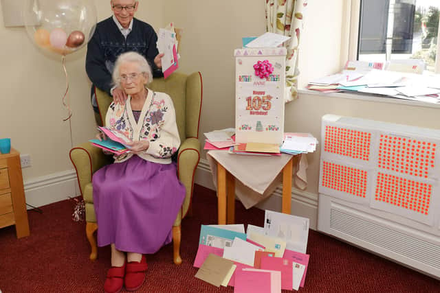 Anne Bell has received over 500 birthday cards as she celebrates her 105th birthday soon. Anne is pictured with son Alan.