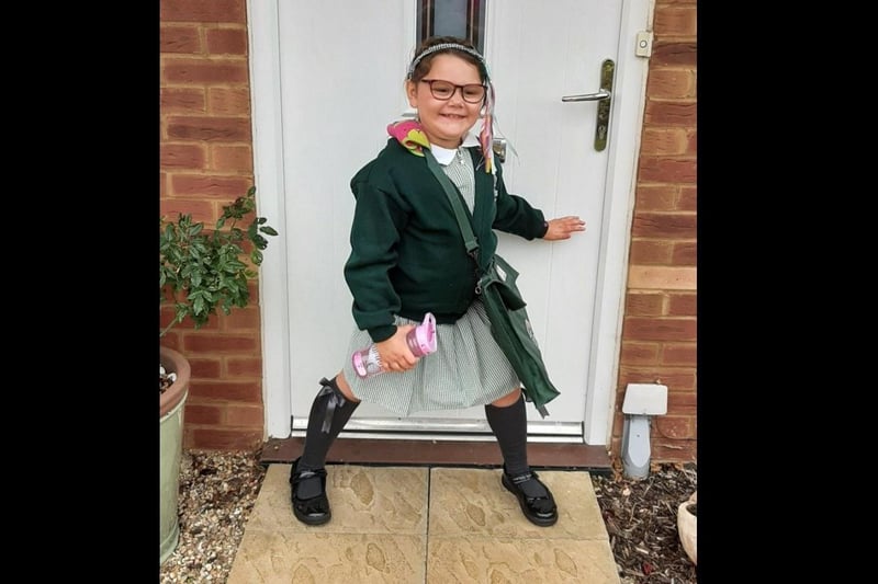Parents from across the Portsmouth area shared photos as their children returned to school after the summer holiday on Thursday, September 2, 2021. Pictured is Grace, six. 