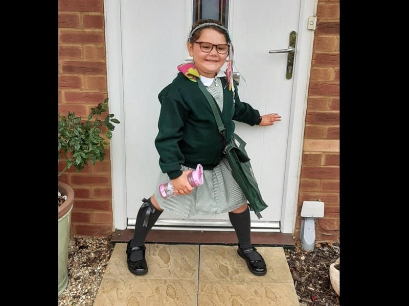 Parents from across the Portsmouth area shared photos as their children returned to school after the summer holiday on Thursday, September 2, 2021. Pictured is Grace, six. 