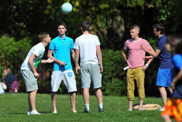 Youngsters enjoying the weekend heatwave while playing football at Ward Jackson Park in 2012. Remember this?