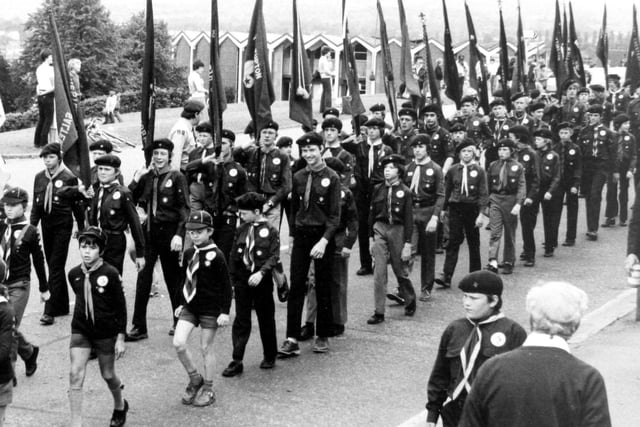 Scouts paraded through Chesterfield in 1982 to mark 75 years of scouting