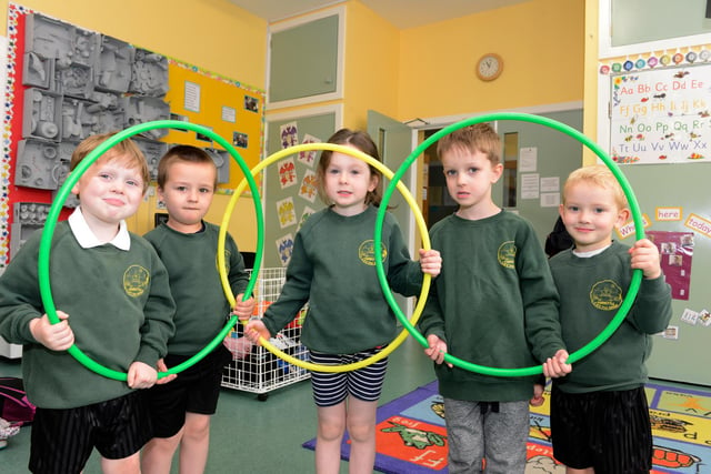 The new reception class pupils at Harbottle First School were busy doing a PE lesson when our photographer called.
