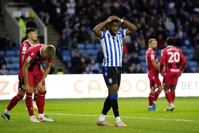 Sheffield Wednesday's Olamide Shodipo looks dejected during the Sky Bet League One match between Sheffield Wednesday and Gillingham at Hillsborough. Picture: Zac Goodwin/PA Wire.