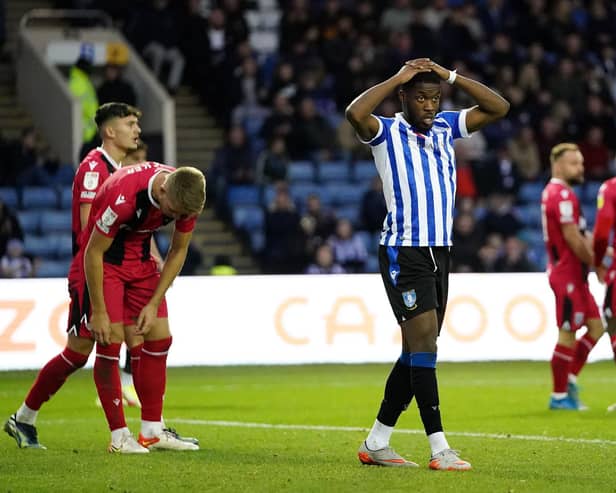 Sheffield Wednesday's Olamide Shodipo looks dejected during the Sky Bet League One match between Sheffield Wednesday and Gillingham at Hillsborough. Picture: Zac Goodwin/PA Wire.