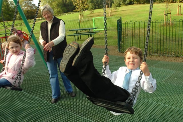 Seven-year-old Holly May and six-year-old George Toone at Woolley Wood playground in 2007