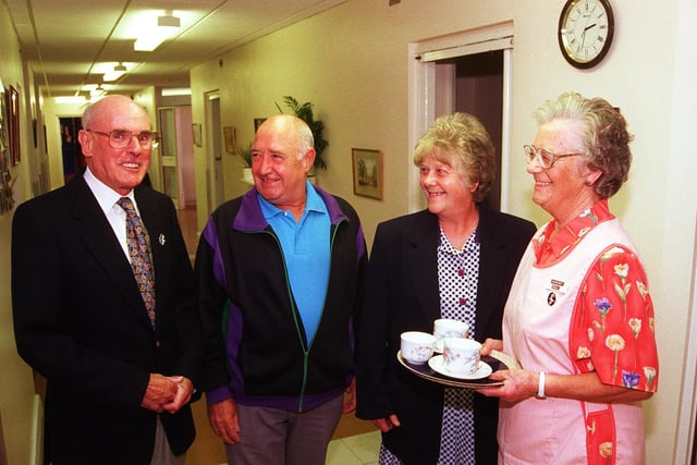 Volunteers Stanley Hill (left, and his wife Margaret( Right) are seen with visitors May Robinson, and John Norman (centre) in 1998