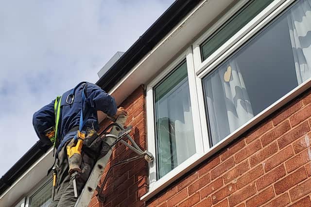 Swift brick being installed